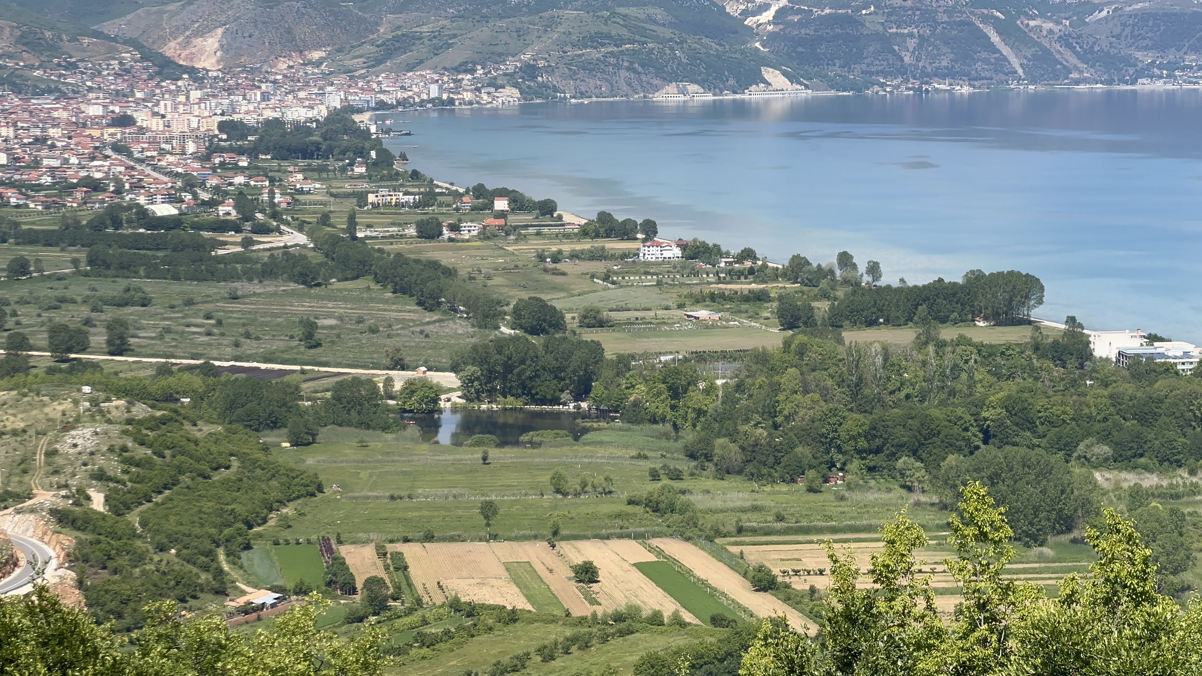 Open view of Lake Ohrid and Tushemisht from the Ohrid Highlands Trail